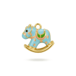 Baby Blue Rocking Horse Enamel Charm - 10×12mm 18K Gold Plated