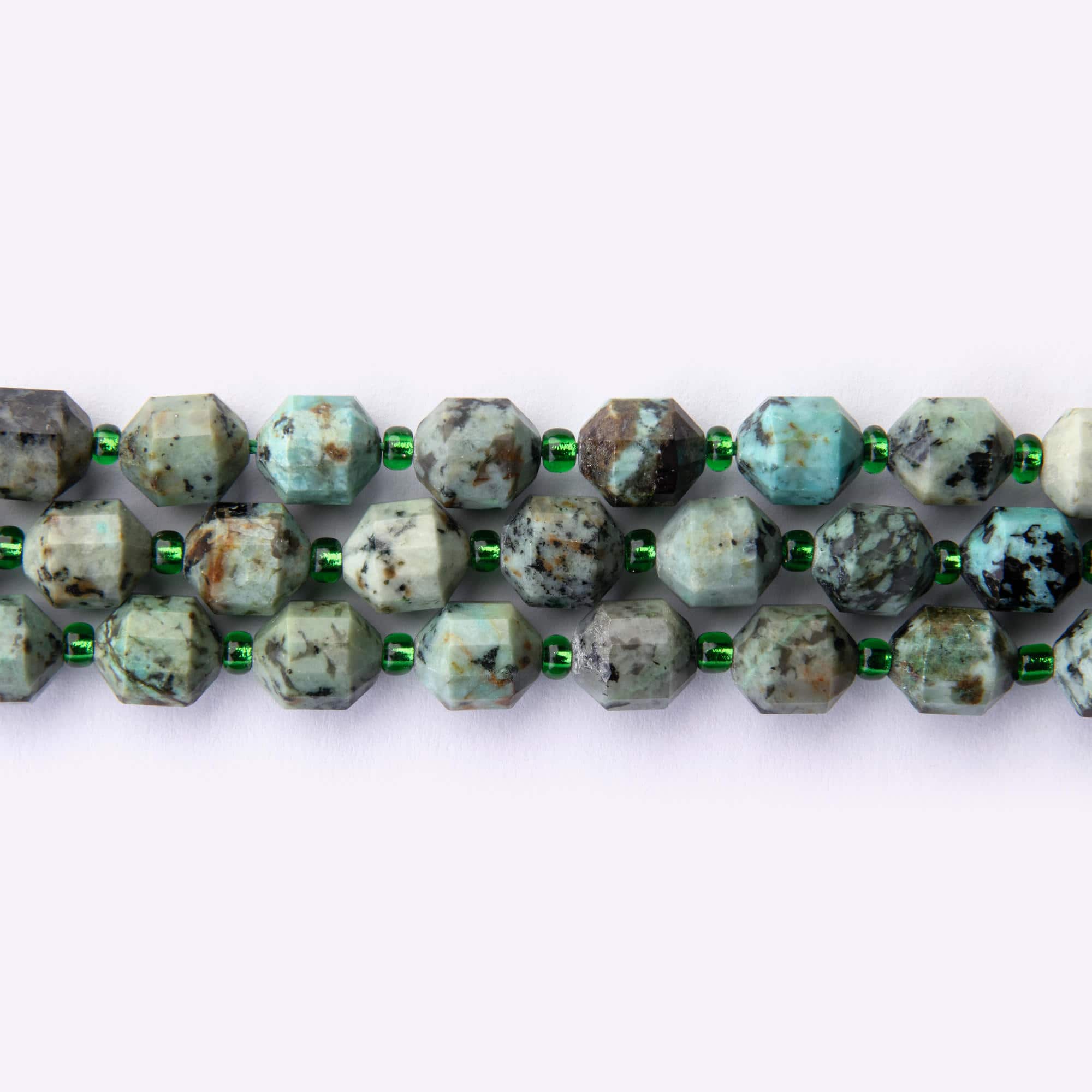 02264-LQ African Turquoise Natural Stone 7×9mm Hexagonal Sparkling Faceted - Image 1