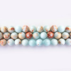 Blue Imperial Jasper Natural Stone 8mm Round Polished