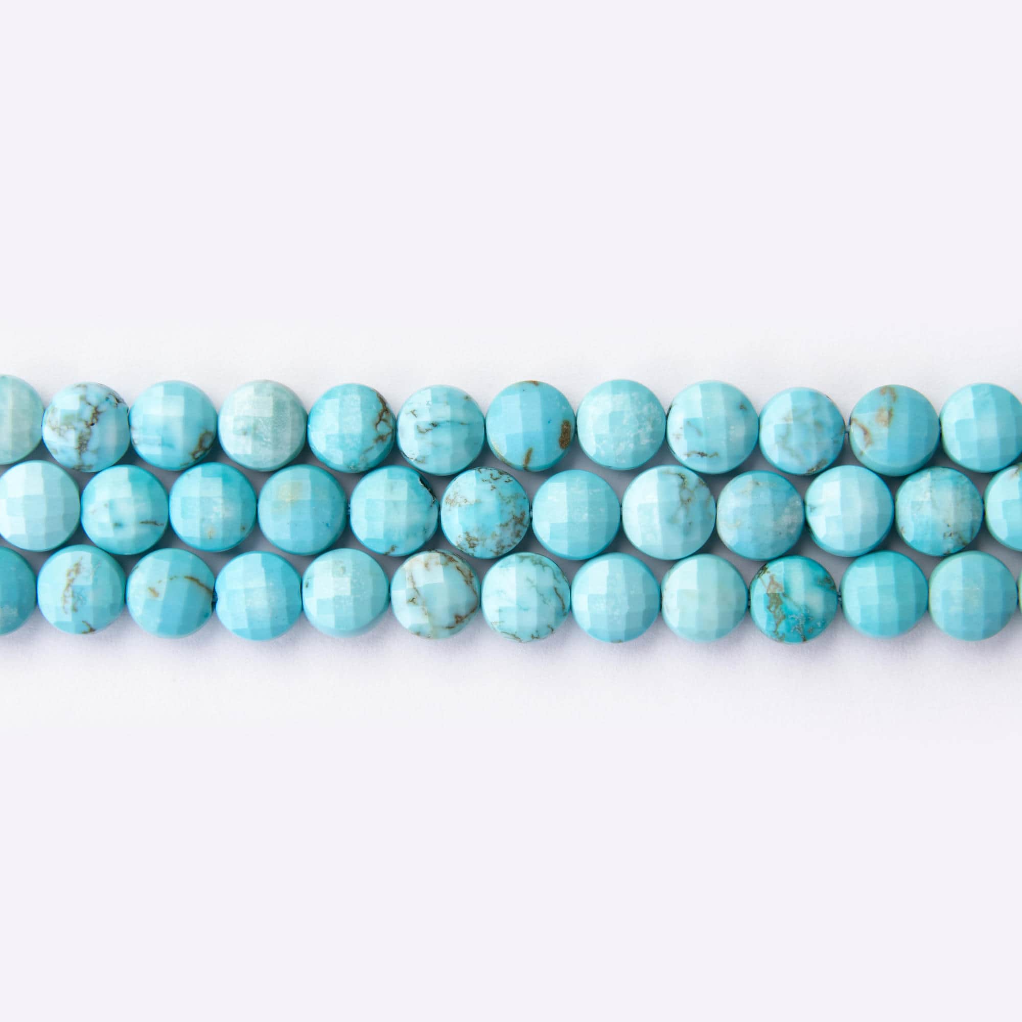 02372 LQ Turquoise Tibetan Stone 6mm Lentil Sparkling Faceted - Image 1