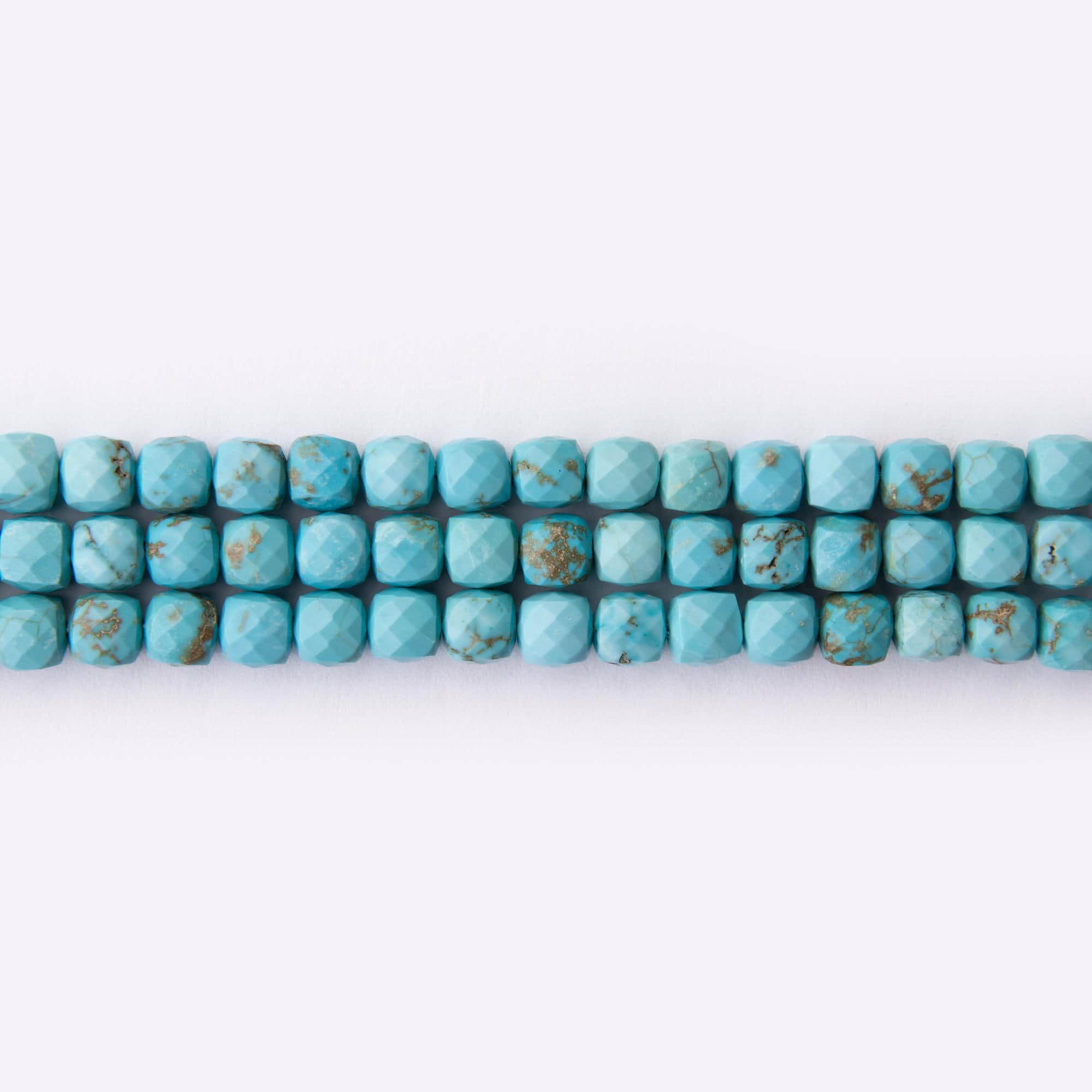 02379 LQ Turquoise Tibetan Stone 5mm Cube Sparkling Faceted - Image 1