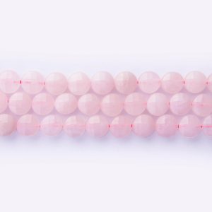 Rose Quartz Natural Stone 8mm Lentil Sparkling Faceted