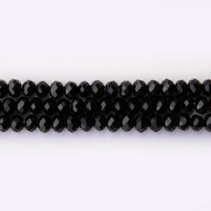 Matte Black Czech Crystal 4×6mm Lentil  Faceted