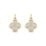 Four-Leaf Flower Pendant with Pave CZ Stones - 6×11mm 18K Gold Plated