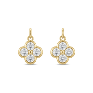 Four-Leaf Flower Pendant with Pave CZ Stones – 6×11mm 18K Gold Plated