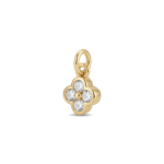 Four-Leaf Flower Pendant with Pave CZ Stones - 6×11mm 18K Gold Plated - Image 2