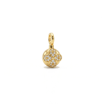 Four-Leaf Flower Pendant with Pave CZ Stones - 6×11mm 18K Gold Plated
