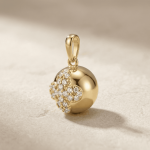 Four-Leaf Flower Pendant with Pave CZ Stones - 6×11mm 18K Gold Plated - Image 2