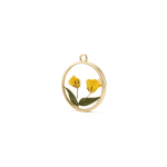 Yellow Dried Natural Flower Resin Charm - 20×23mm 18K Gold Plated - Image 2
