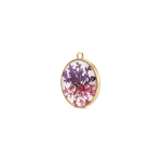 Purple Dried Natural Flower Resin Charm - 20×23mm 18K Gold Plated - Image 2