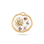Pink|Cream Dried Natural Flower Resin Charm - 20×21mm 18K Gold Plated