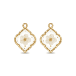 Cream Dried Natural Flower Resin Charm - 16×22mm 18K Gold Plated