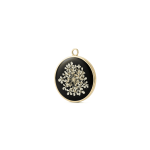 Cream Dried Natural Flower Black Resin Charm - 18×21mm 18K Gold Plated - Image 2