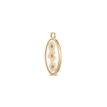 Cream Dried Natural Flowers Resin Charm - 17×31mm 18K Gold Plated - Image 2
