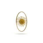 Cream Dried Natural Flower Resin Charm - 16×31mm 18K Gold Plated