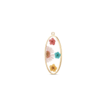 Multicolor Dried Natural Flowers Resin Charm - 20×44mm 18K Gold Plated - Image 2