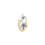 Blue Dried Natural Flower Resin Charm -  21×38mm 18K Gold Plated - Image 2