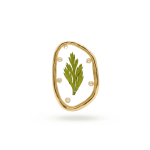 Green Dried Natural Leaf Resin Charm - 16×24mm 18K Gold Plated