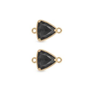 Black Triangle Crystal Connector – 12mm 18K Gold Plated