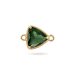 Green Triangle Crystal Connector - 12mm 18K Gold Plated - Image 2