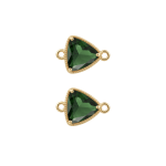 Green Triangle Crystal Connector - 12mm 18K Gold Plated