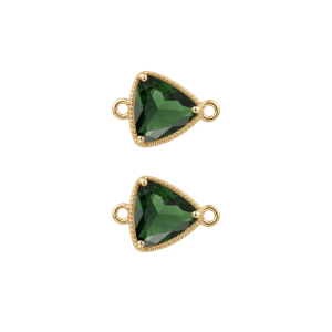 Green Triangle Crystal Connector – 12mm 18K Gold Plated