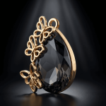 Butterfly Smoky Drop Crystal Charm - 21×22mm 18K Gold Plated - Image 2