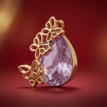 Butterfly Pink Drop Crystal Charm - 21×22mm 18K Gold Plated - Image 2