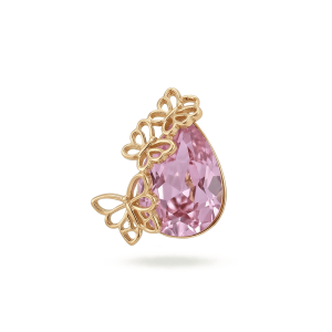 Butterfly Pink Drop Crystal Charm – 21×22mm 18K Gold Plated