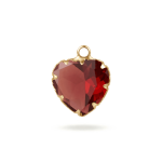 Maroon Heart Crystal Charm - 13×17mm 18K Gold Plated