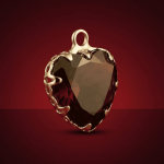Maroon Heart Crystal Charm - 13×17mm 18K Gold Plated - Image 2