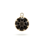 Grey Circle Gradiant Crystal Charm - 13×16mm 18K Gold Plated