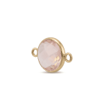 Pink Circle Crystal Connector - 13×20mm 18K Gold Plated - Image 2