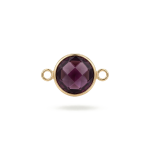 Violet Circle Crystal Connector - 13×20mm 18K Gold Plated