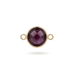 Violet Circle Crystal Connector – 13×20mm 18K Gold Plated
