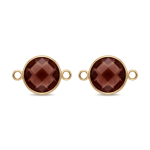 Maroon Circle Crystal Connector - 13×20mm 18K Gold Plated