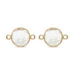White Circle Crystal Connector - 13×20mm 18K Gold Plated