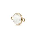 White Circle Crystal Connector - 13×20mm 18K Gold Plated - Image 2