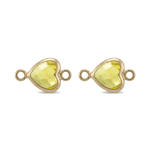 Yellow Heart Crystal Connector - 9×15mm 18K Gold Plated
