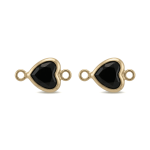 Black Heart Crystal Connector - 9×15mm 18K Gold Plated