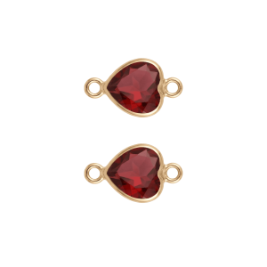 Red Heart Crystal Connector – 9×15mm 18K Gold Plated