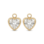 White Heart Crystal Charm - 9×11mm 18K Gold Plated