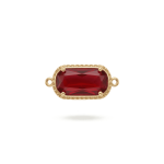 Red Rectangle Crystal Connector - 10×20mm 18K Gold Plated