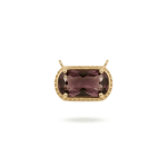 Pink Rectangle Crystal Double Loop Pendant  - 10×17mm 18K Gold Plated