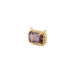 Pink Rectangle Crystal Double Loop Pendant  - 10×17mm 18K Gold Plated - Image 2