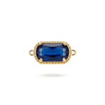 Blue Rectangle Crystal Connector - 10×20mm 18K Gold Plated