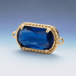Blue Rectangle Crystal Connector - 10×20mm 18K Gold Plated - Image 2