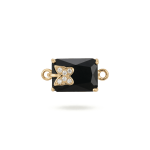 Butterfly Black Rectangle Crystal with CZ Stones Connector - 10×21mm 18K Gold Plated