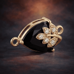 Leaf Black Drop Crystal with CZ Stones Connector - 10×21mm 18K Gold Plated - Image 2