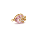Leaf Pink Drop Crystal with CZ Stones Connector - 10×21mm 18K Gold Plated - Image 2